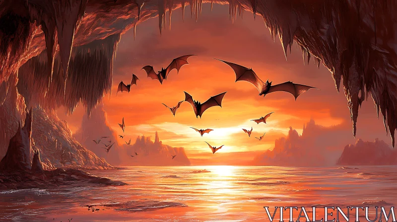 AI ART Sunset Flight of the Bats