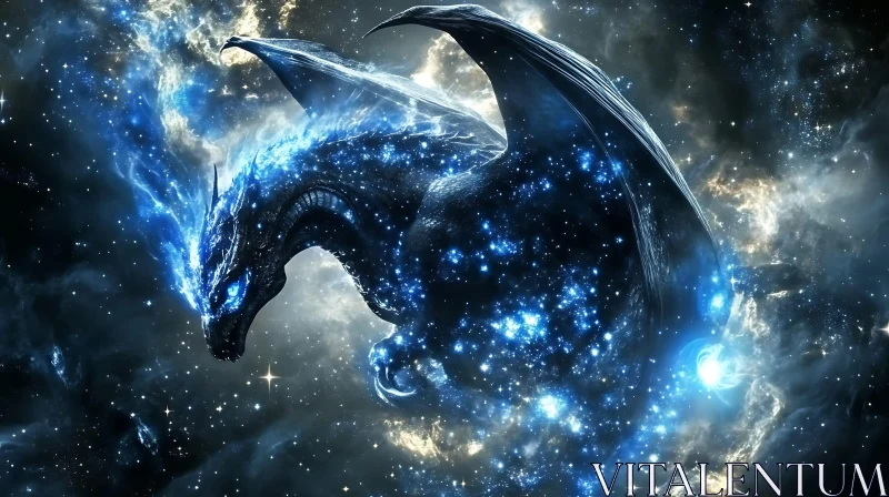 AI ART Stardust Dragon in Cosmic Flight