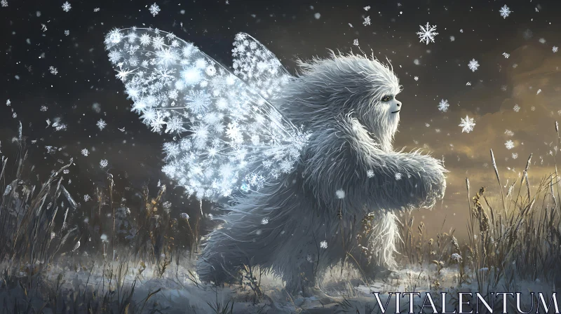 AI ART Snowflake Fairy in Winter Scene