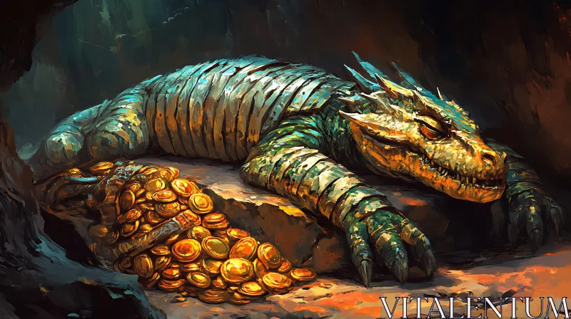 AI ART Dragon's Slumber over Golden Hoard