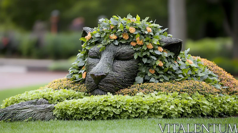 Floral Lion Garden Art AI Image