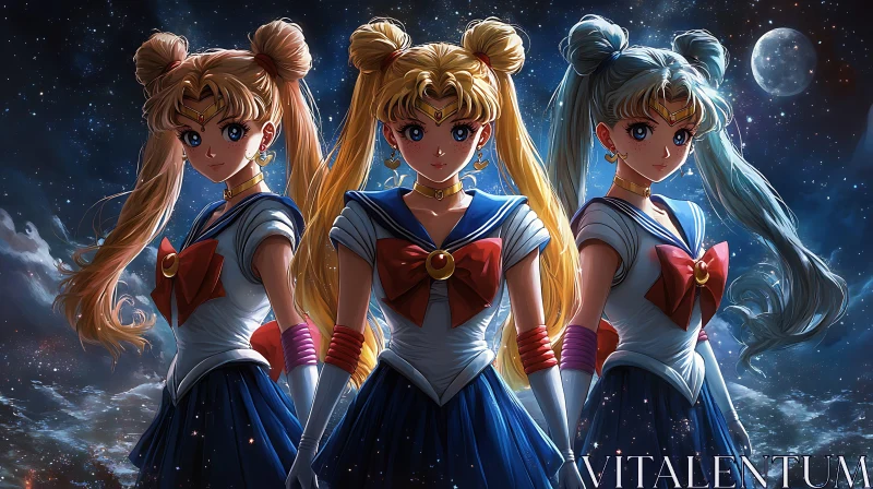 Anime Girls in Sailor Uniforms AI Image