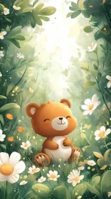 Adorable Bear Amidst Blossoms