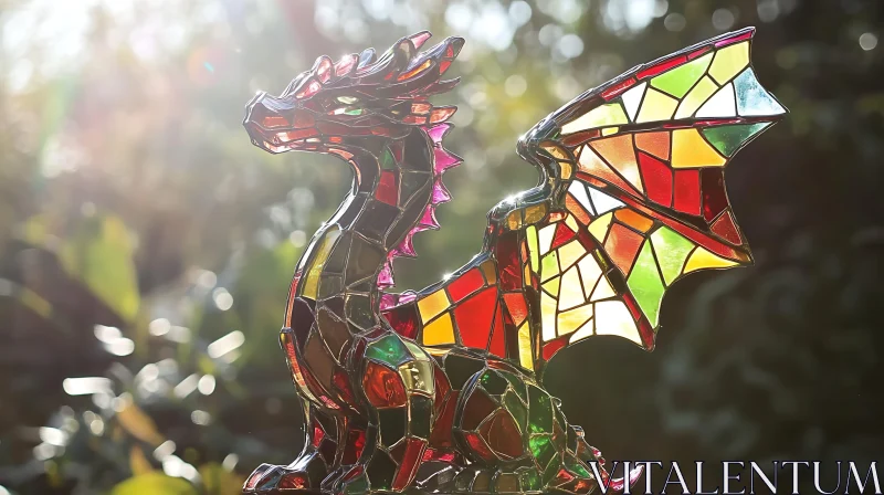 AI ART Colorful Stained Glass Dragon Art