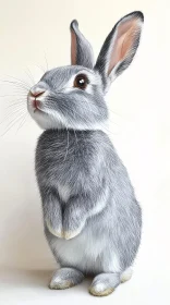 Curious Grey Rabbit with Soft Fur