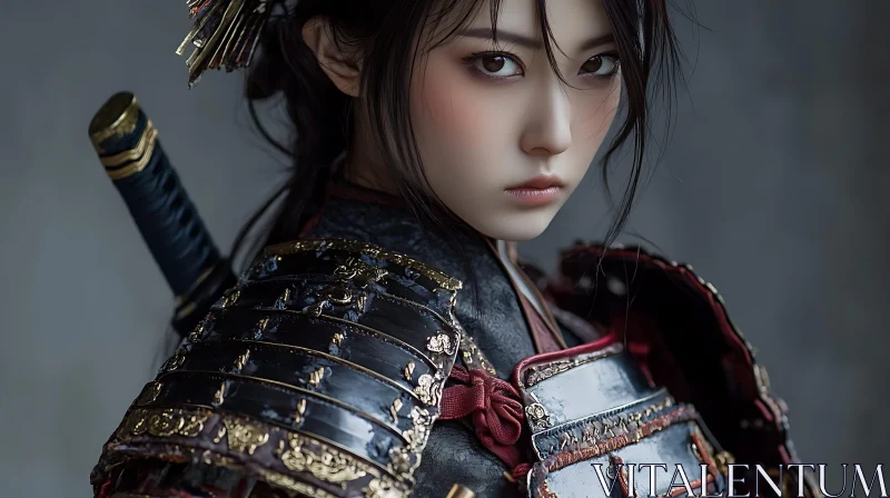 AI ART Female Warrior in Traditional Armor