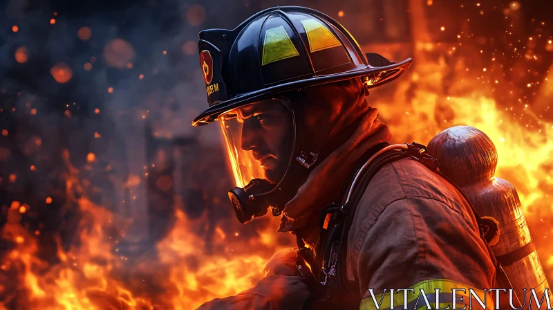 Heroic Firefighter in Action AI Image