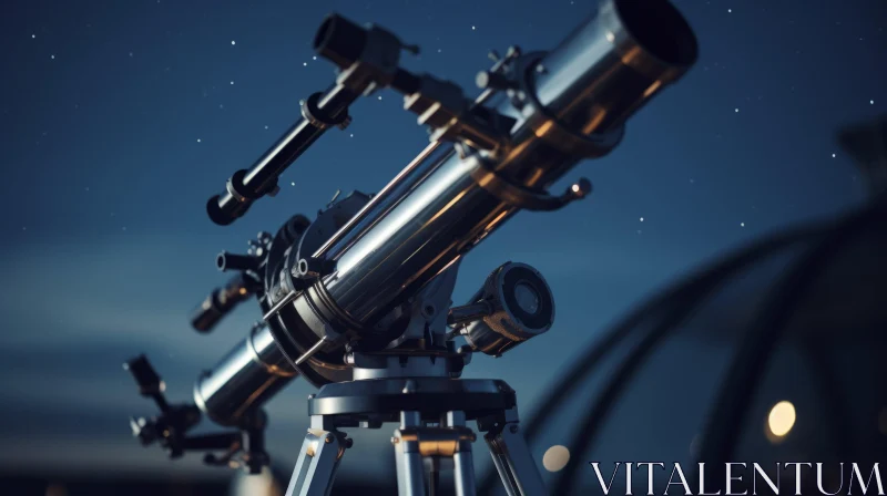 Captivating Night Sky: Observatory Telescope under Starry Skies AI Image