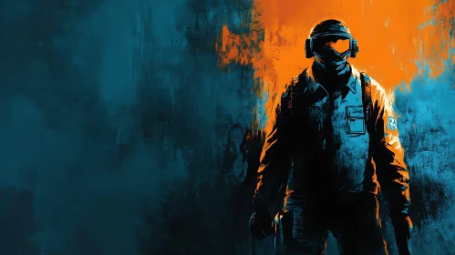 Man in Tactical Gear Abstract Art