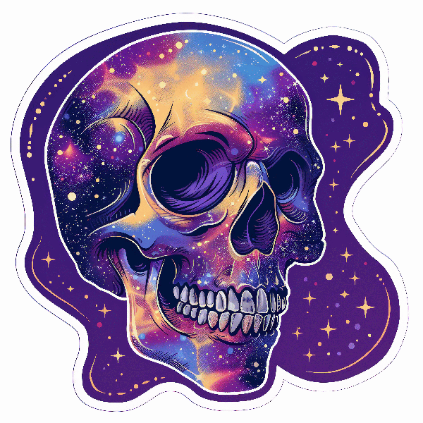 Celestial Skull Art for Apparel POD Design