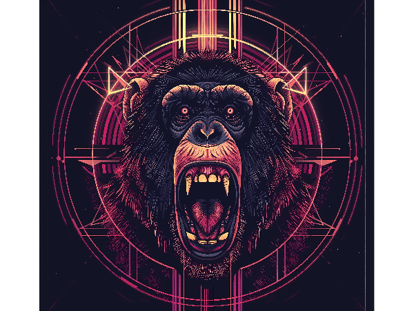 Neon Monkey Geometric Art POD Design