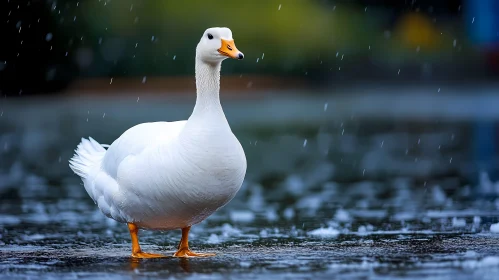 Serenity of a Duck in Rain