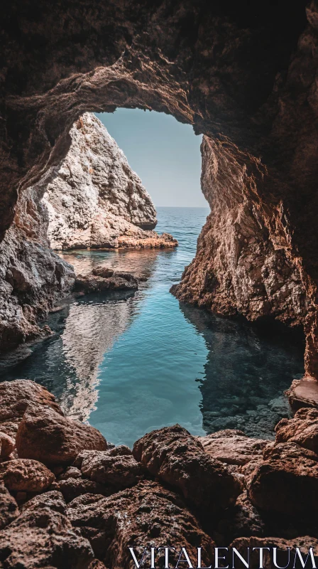 AI ART Coastal Cave View Overlooking the Sea