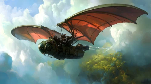 Whimsical Flight: Steampunk Airship Journey