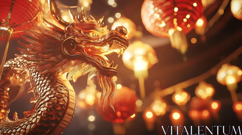 Festive Dragon and Lantern Display AI Image