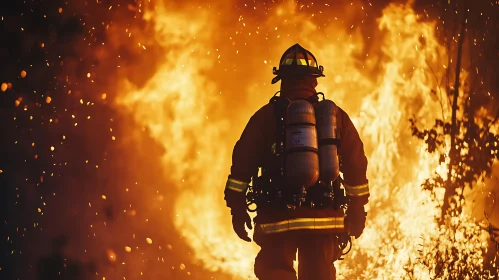 Firefighter Battling Massive Fire