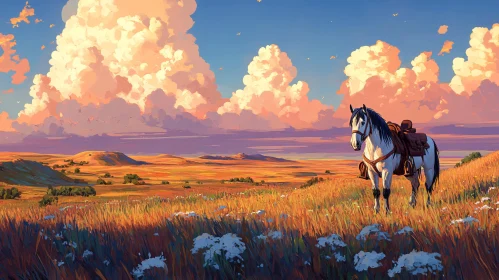 Tranquil Equine Landscape at Dusk