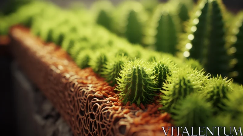 Nature-Inspired Cactus Arrangement in Vertical Garden AI Image