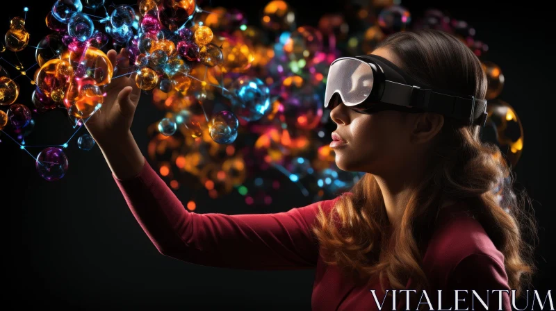 Virtual Reality Art: Captivating Abstract Image of a Woman with Soap Bubbles AI Image