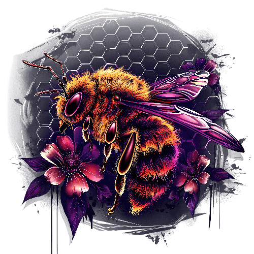 Watercolor Bee on Honeycomb: A Detailed Study POD Design