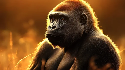 Gorilla at Sunset