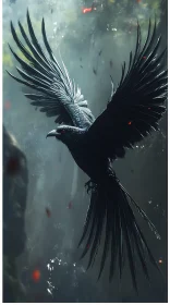 Ethereal Crow with Glowing Embers