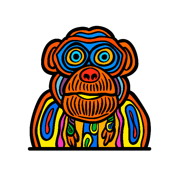 Psychedelic Monkey Art on T-Shirt POD Design