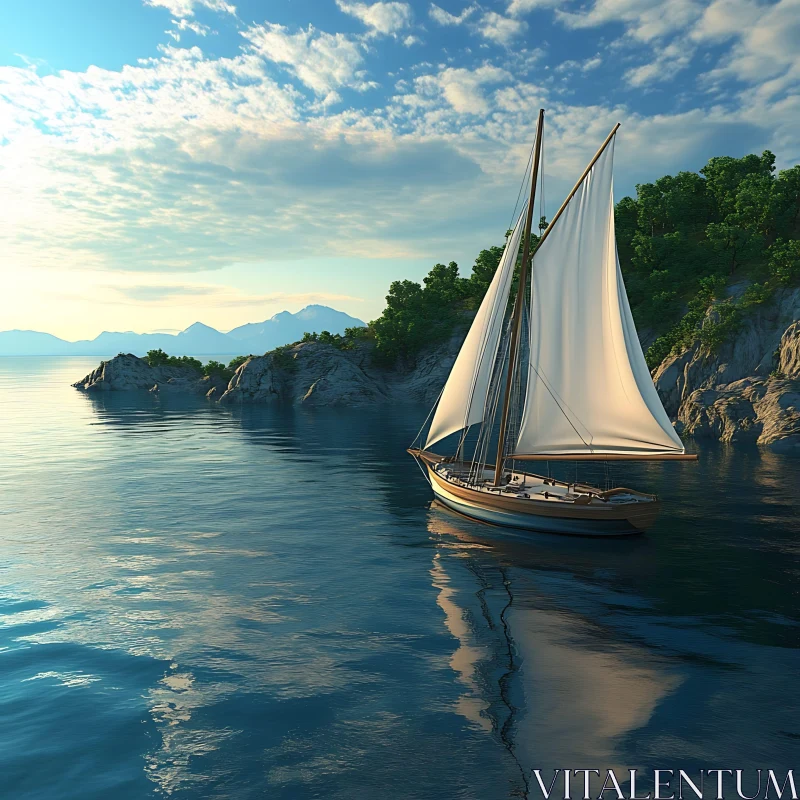 AI ART Island Sailing: A Tranquil Voyage