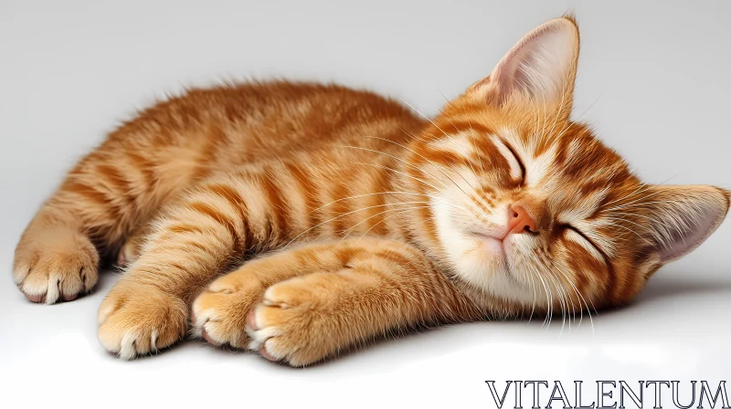 Peaceful Ginger Kitten at Rest AI Image