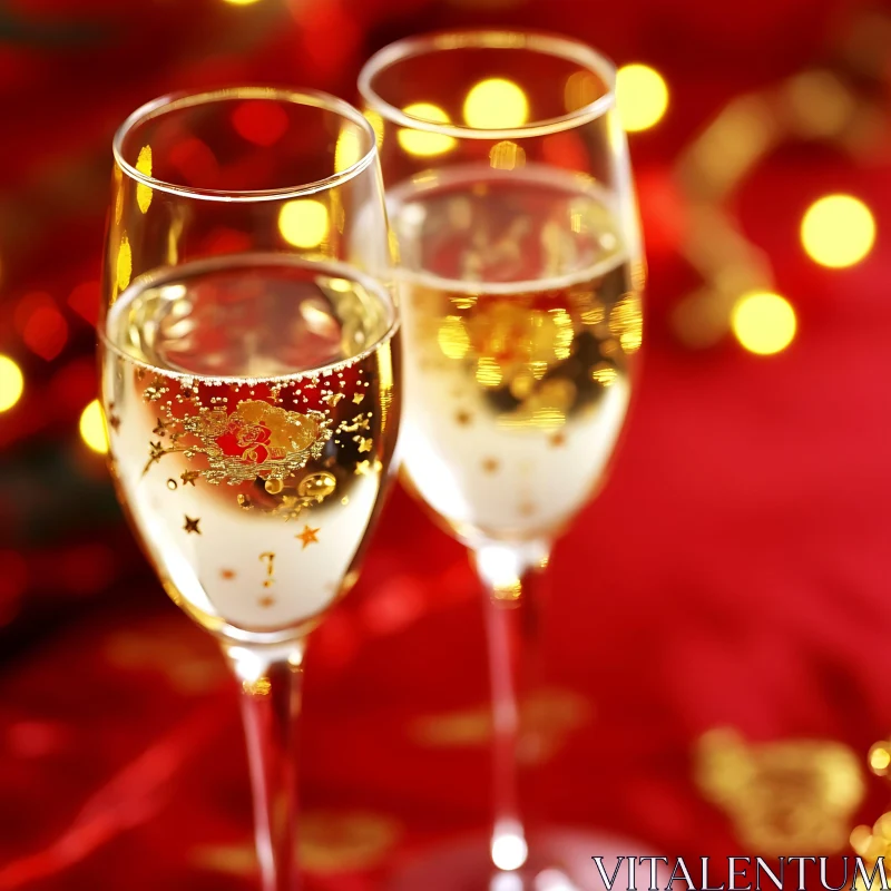 Elegant Champagne Flutes with Lights AI Image