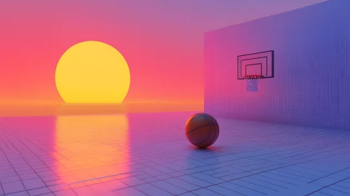 Basketball in Neon Dreamscape