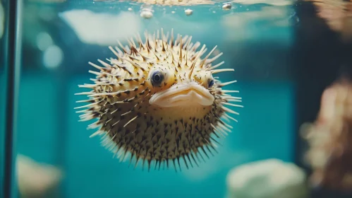 Spiky Pufferfish in an Aquarium