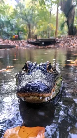 Alligator in Forest Waters