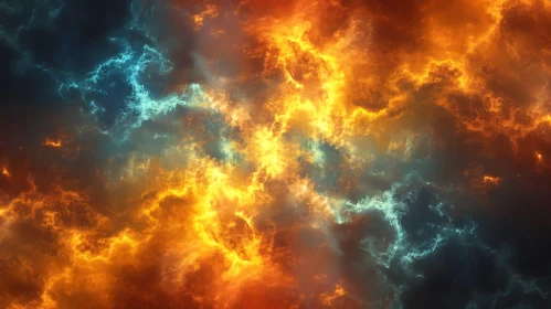 Fiery and Cool Abstract Art in Cosmic Formation