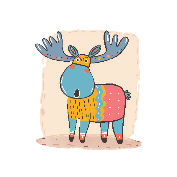 POD Design Whimsical Moose Illustration for Apparel