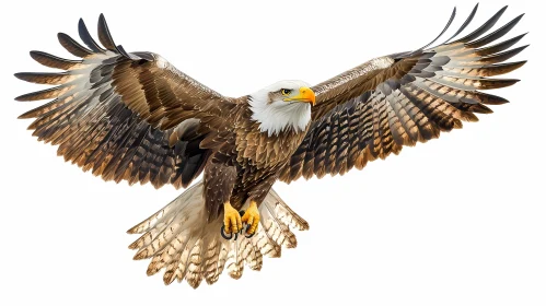 Bald Eagle Soaring with Wings Spread