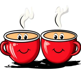 Smiling Coffee Cups Illustration