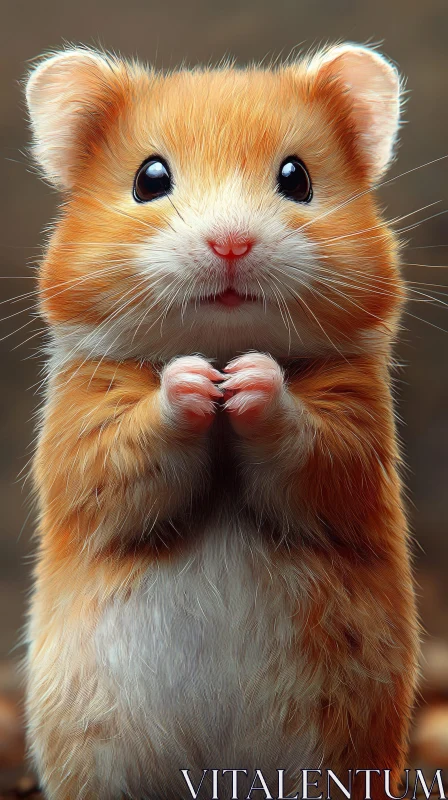 Cute Furry Hamster Portrait AI Image