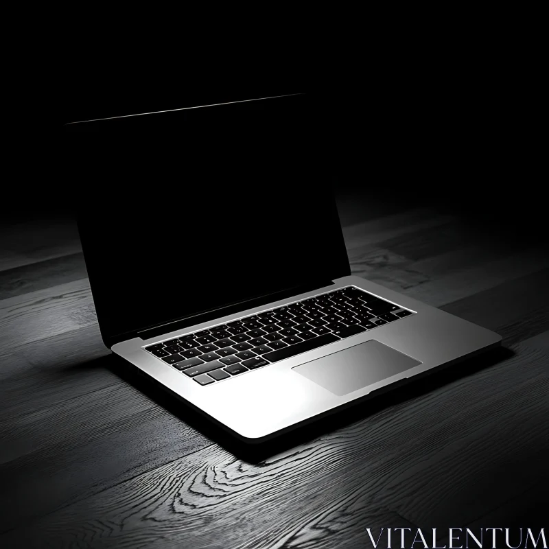 Modern Laptop with Silver Body and Black Keys AI Image