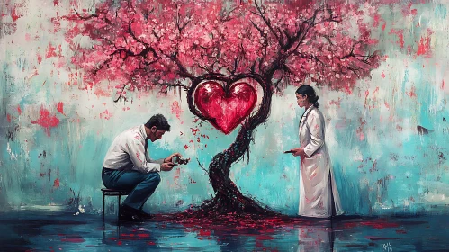 Emotional Heart Tree Scene