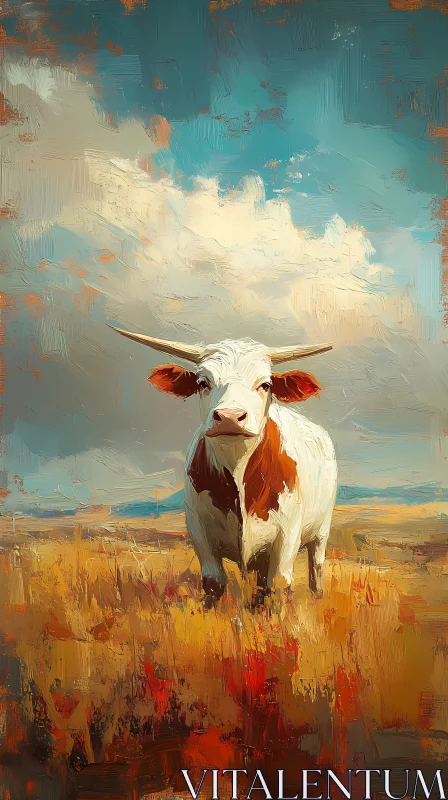 AI ART Cow in a Lush Field Artwork