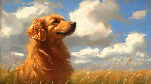 Dog Under a Cloudy Sky
