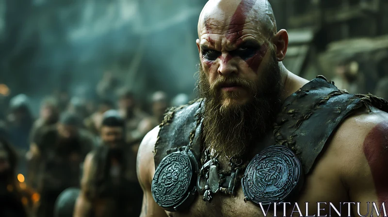 Viking Warrior Portrait with Intense Expression AI Image