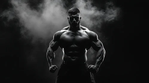 Muscular Man in Monochrome