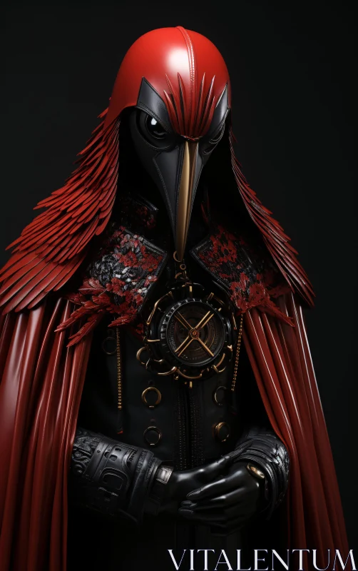 Gothic Bird Mask Steampunk Character AI Image