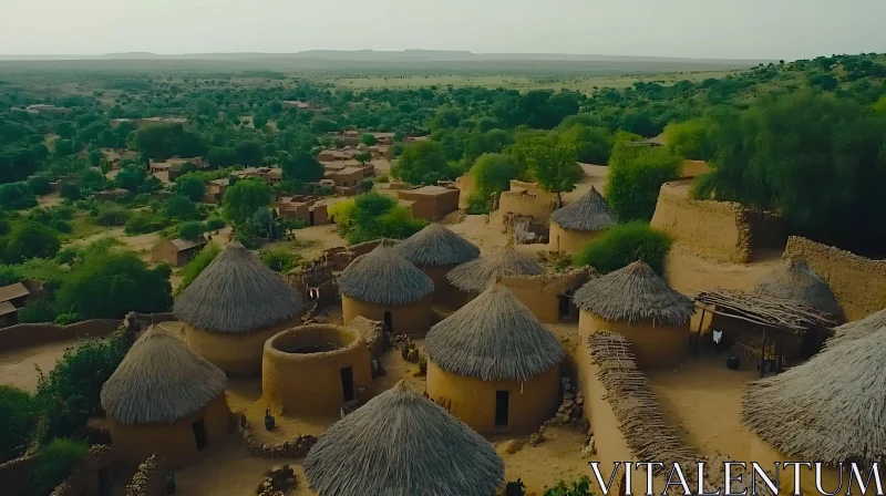 Aerial View of African Village Landscape AI Image