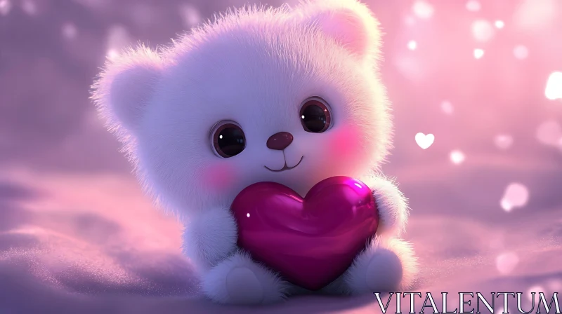 AI ART Adorable Teddy Bear Holding Heart