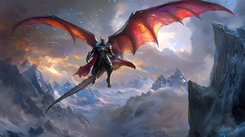 Fantasy Warrior on Dragon Flight