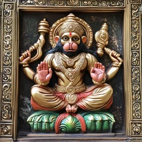 Golden Hanuman Meditative Art Piece