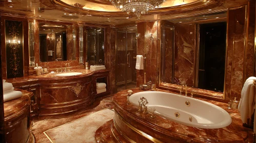 Opulent Bathroom with Marble and Gold